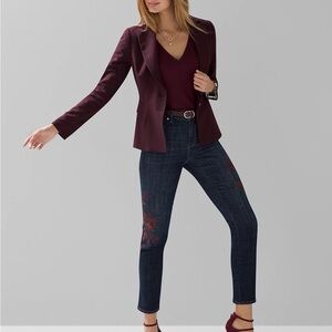 WHBM High-Rise Everyday Soft Denim™ Embroidered Straight Jeans Size 6